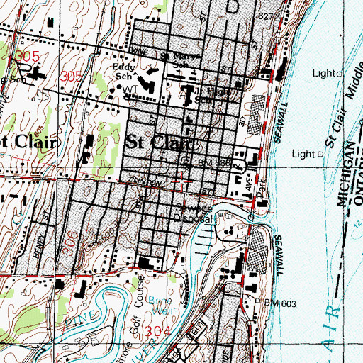 Topographic Map of Saint Marys School, MI