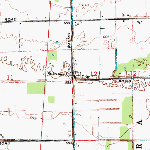 Topographic Map of Saint Peters Church, MI