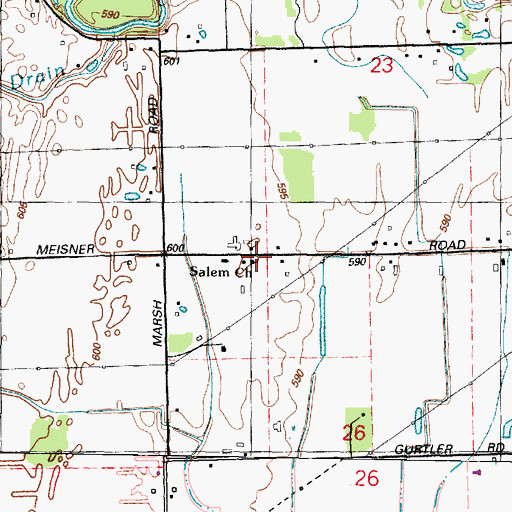 Topographic Map of Salem Church, MI
