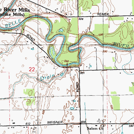 Topographic Map of Schneider China Drain, MI
