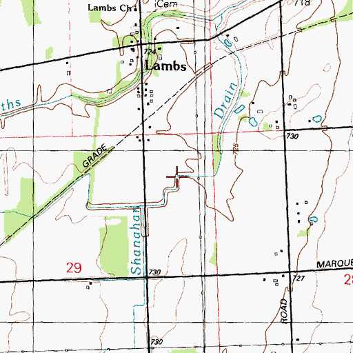 Topographic Map of Shanahan Drain, MI