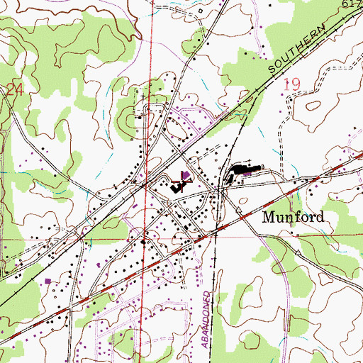 Topographic Map of Munford High School, AL