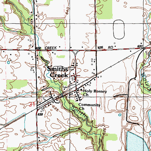Topographic Map of Smiths Creek, MI