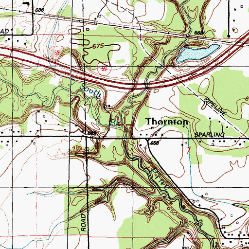 Topographic Map of South Branch Pine River, MI