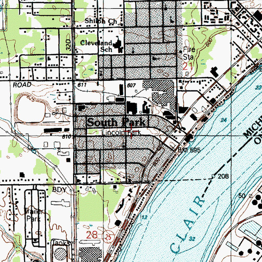 Topographic Map of South Park, MI