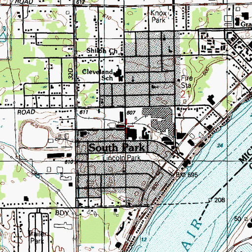 Topographic Map of South Park, MI