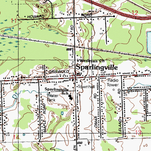 Topographic Map of Sparlingville, MI