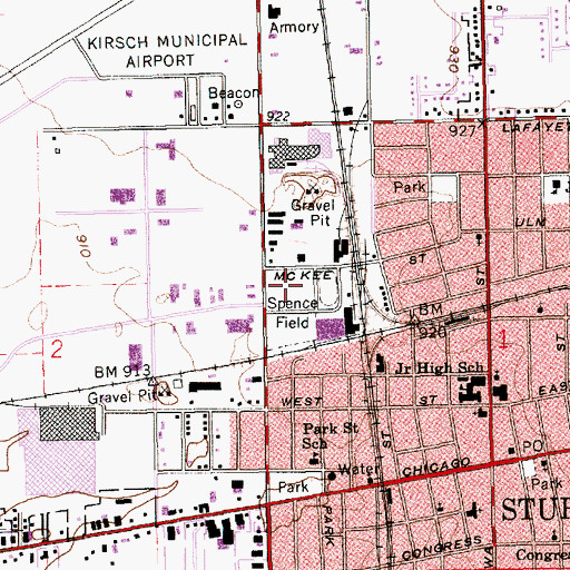 Topographic Map of Spence Field, MI