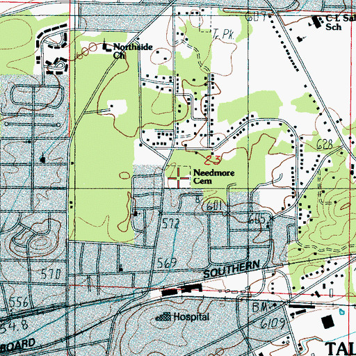 Topographic Map of Needmore Cemetery, AL