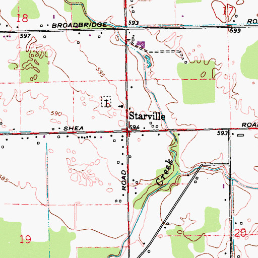 Topographic Map of Starville, MI
