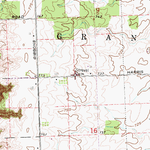 Topographic Map of Strevel Cemetery, MI