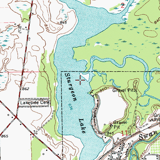 Topographic Map of Sturgeon Lake, MI