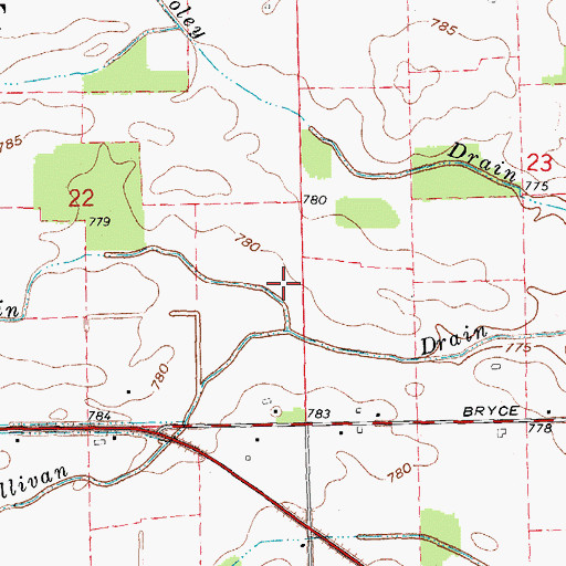 Topographic Map of Sullivan Drain, MI