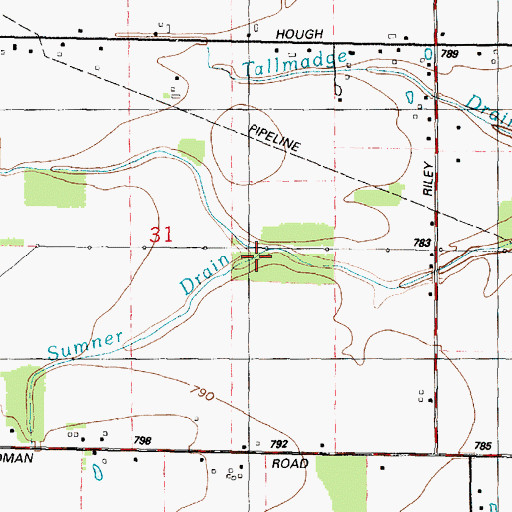 Topographic Map of Sumner Drain, MI