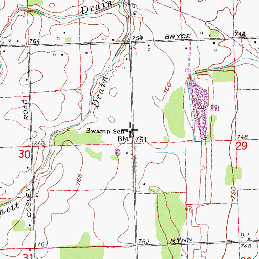 Topographic Map of Swamp School, MI