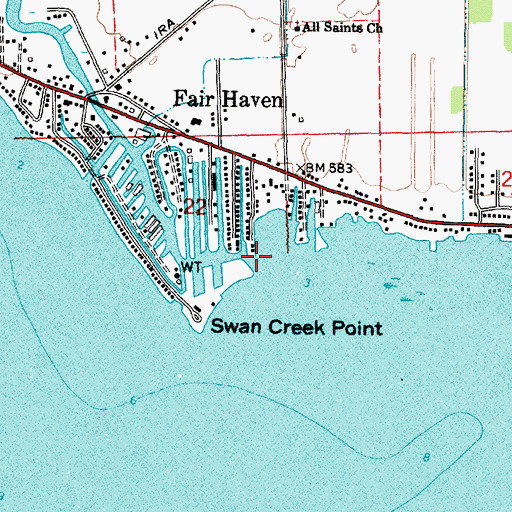 Topographic Map of Swan Creek, MI