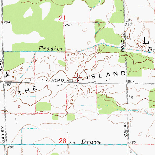 Topographic Map of The Island, MI