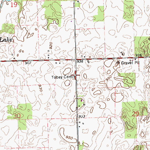 Topographic Map of Tobey Cemetery, MI