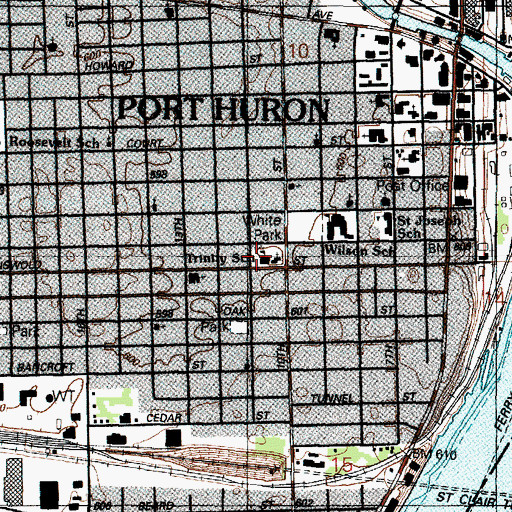 Topographic Map of Trinity School, MI