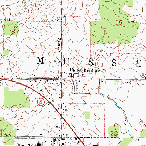 Topographic Map of United Brethren Church, MI