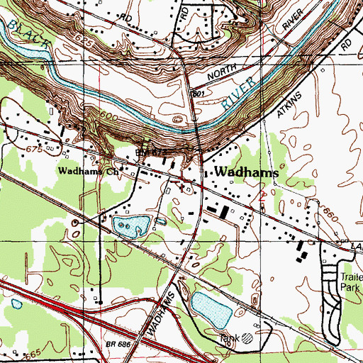 Topographic Map of Wadhams, MI