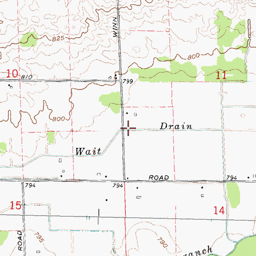Topographic Map of Wait Drain, MI