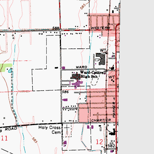 Topographic Map of Ward-Cottrell High School, MI