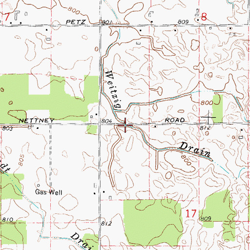 Topographic Map of Weitzig Drain, MI