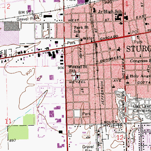 Topographic Map of Wenzel School, MI