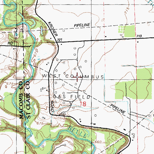 Topographic Map of West Columbus Gas Field, MI