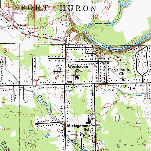 Topographic Map of West Haven Church, MI