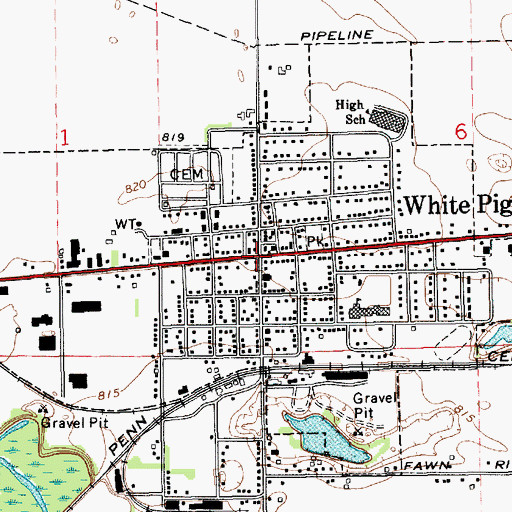 Topographic Map of White Pigeon, MI