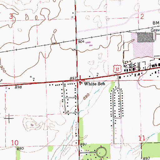 Topographic Map of White School, MI