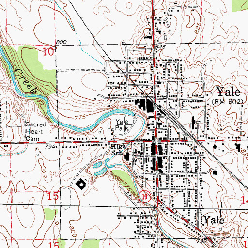 Topographic Map of Yale Park, MI