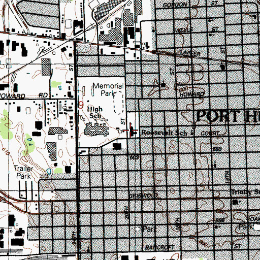 Topographic Map of Roosevelt Junior High School, MI