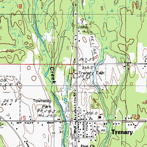 Topographic Map of Mathias Township Cemetery - Trenary Cemetery, MI