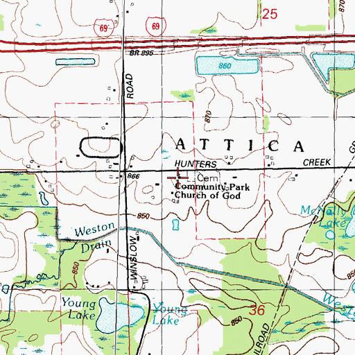 Topographic Map of Community Park Church of God, MI