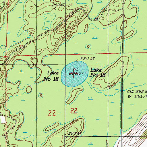 Topographic Map of Lake Number Eighteen, MI