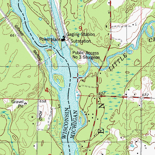 Topographic Map of Little Cedar River, MI