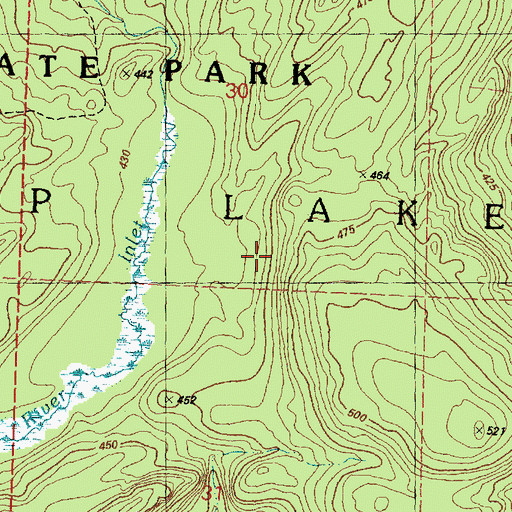 Topographic Map of Porcupine Mountains Wilderness State Park, MI