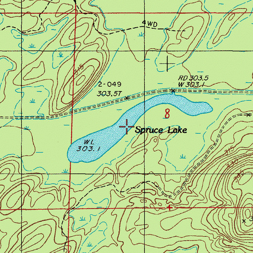 Topographic Map of Spruce Lake, MI