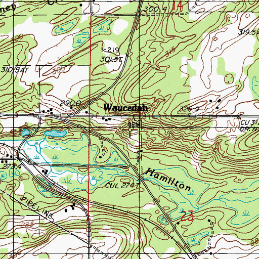 Topographic Map of Waucedah Township Cemetery, MI