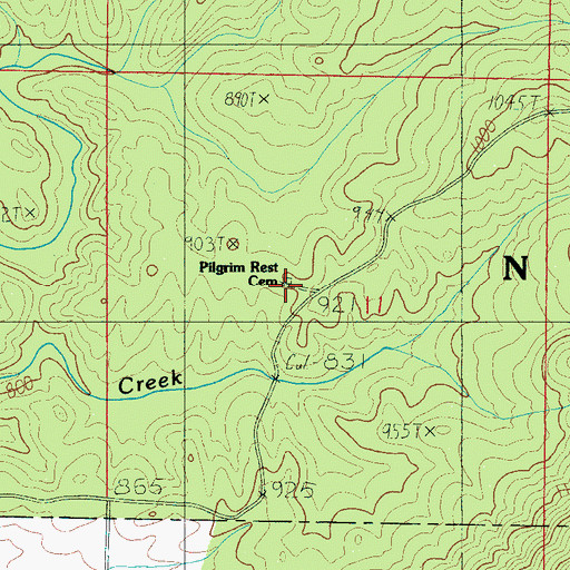 Topographic Map of Pilgrim Rest Cemetery, AL