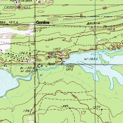 Topographic Map of Gordon Dam, MI