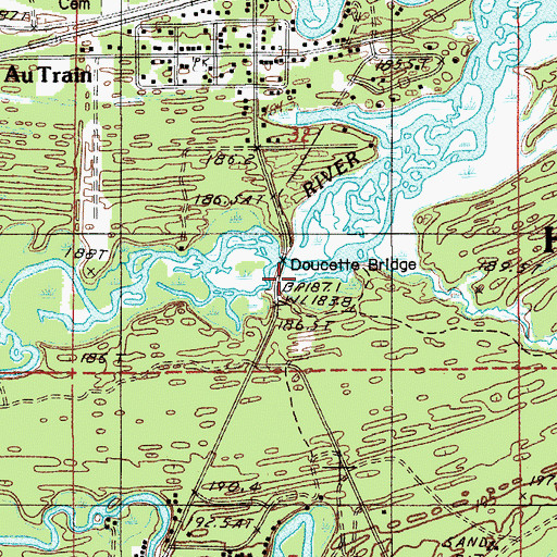 Topographic Map of Doucette Bridge, MI