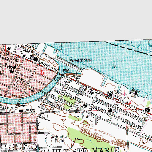Topographic Map of Sainte Marie Yard and Marine, MI