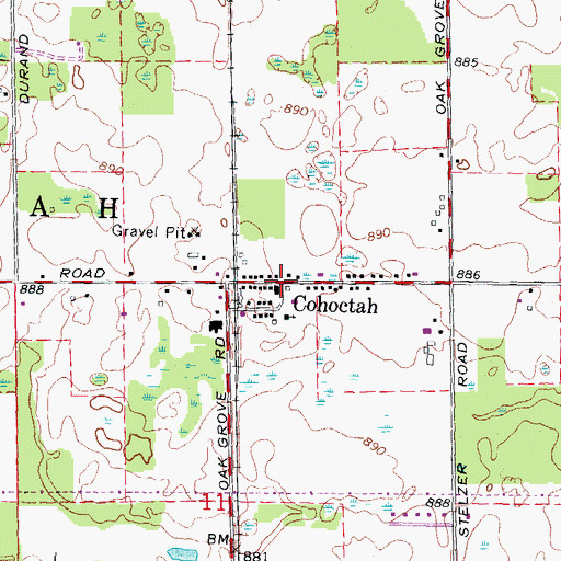 Topographic Map of Cohocta Post Office, MI