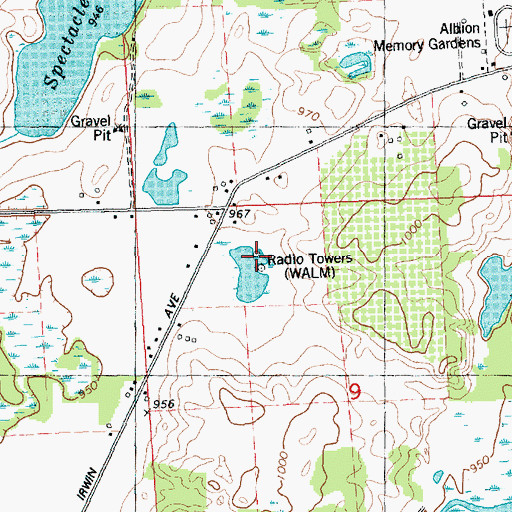 Topographic Map of WALM-AM (Albion), MI