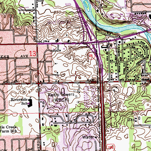 Topographic Map of WBCK-AM (Battle Creek), MI