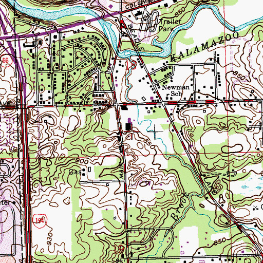 Topographic Map of WOLY-AM (Battle Creek), MI